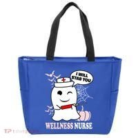 Wellness Nurse Halloween I Will Stab You Funny Ghost Gift Tote Bag thumb 0
