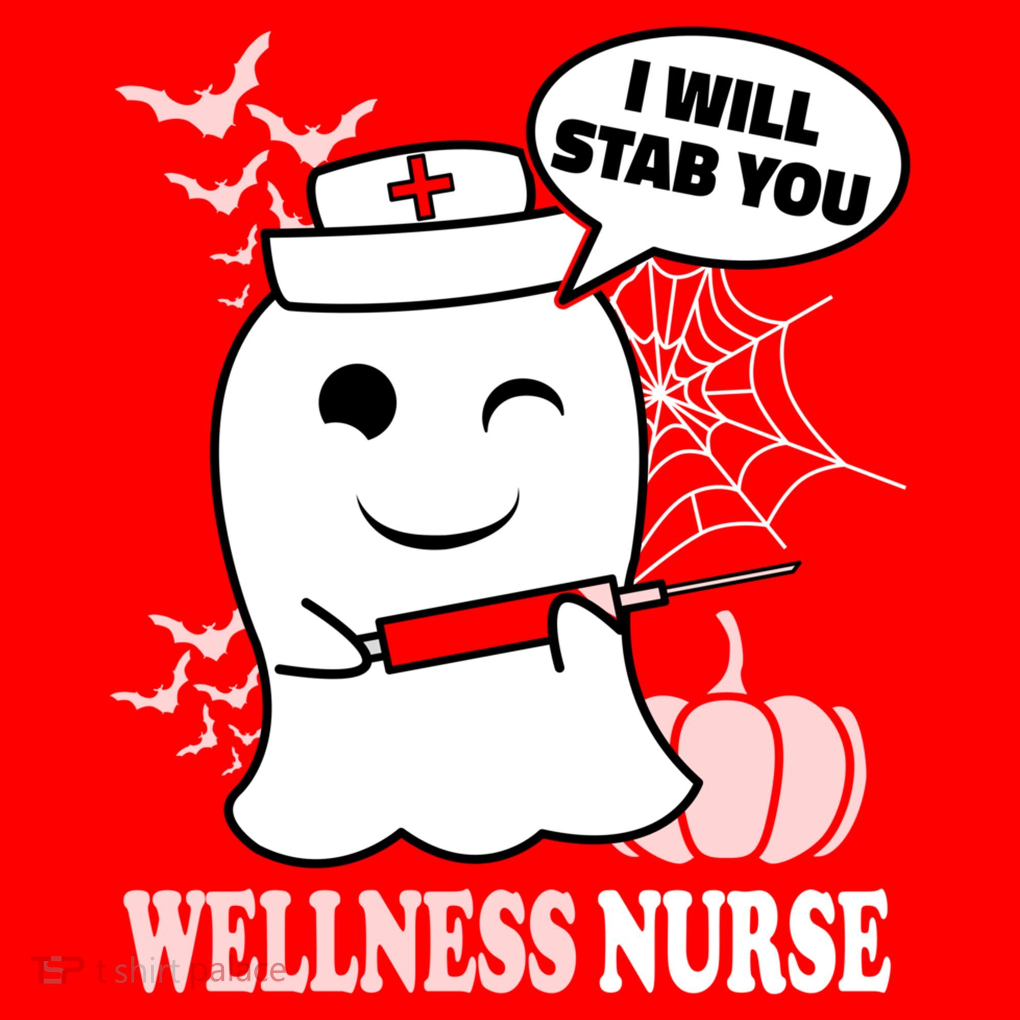 Wellness Nurse Halloween I Will Stab You Funny Ghost Gift Santa Hat
