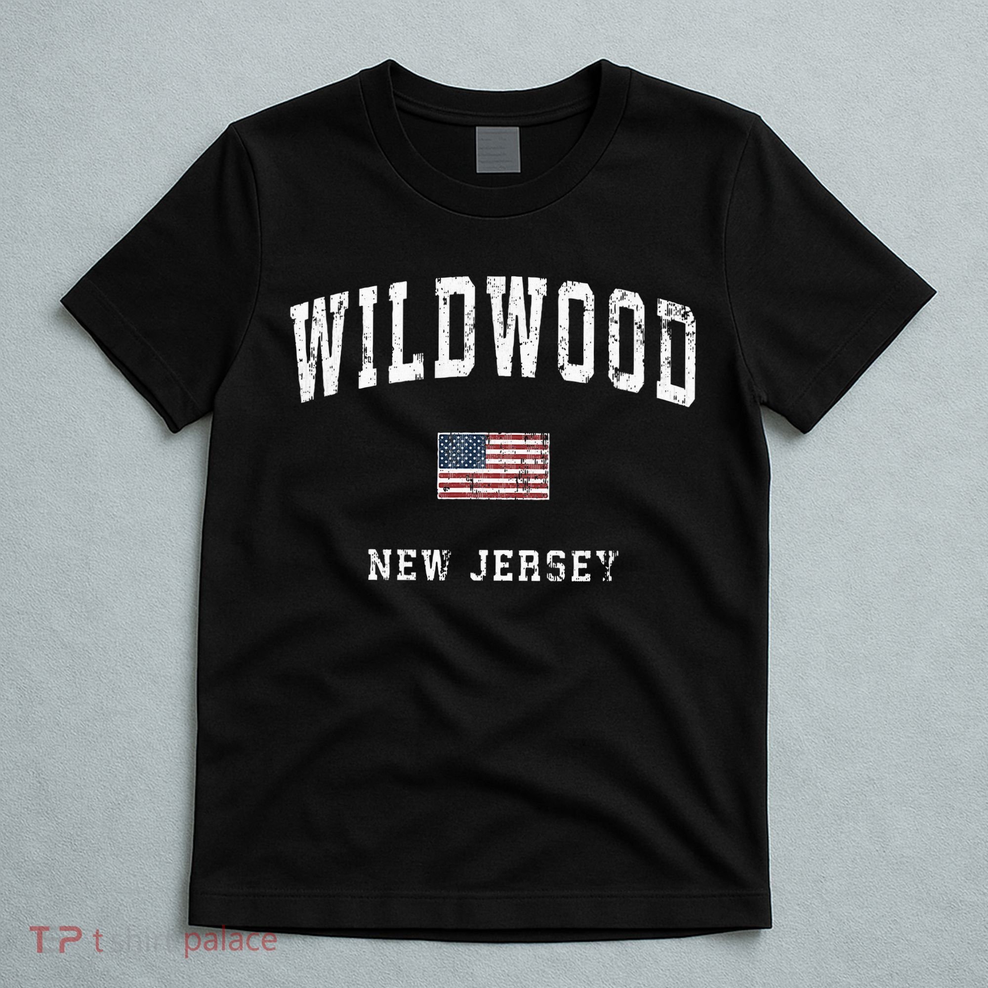 Wildwood New Jersey Nj Vintage American Flag T-Shirt
