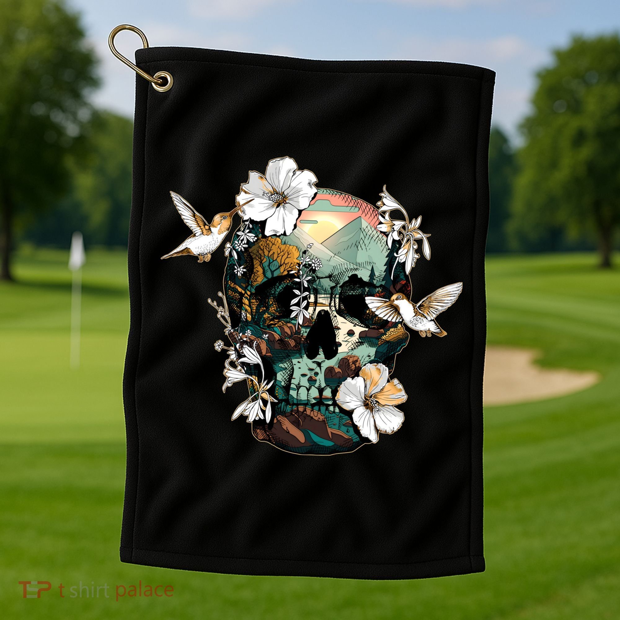 Wilderness Nature Lover Skull Golf Towel
