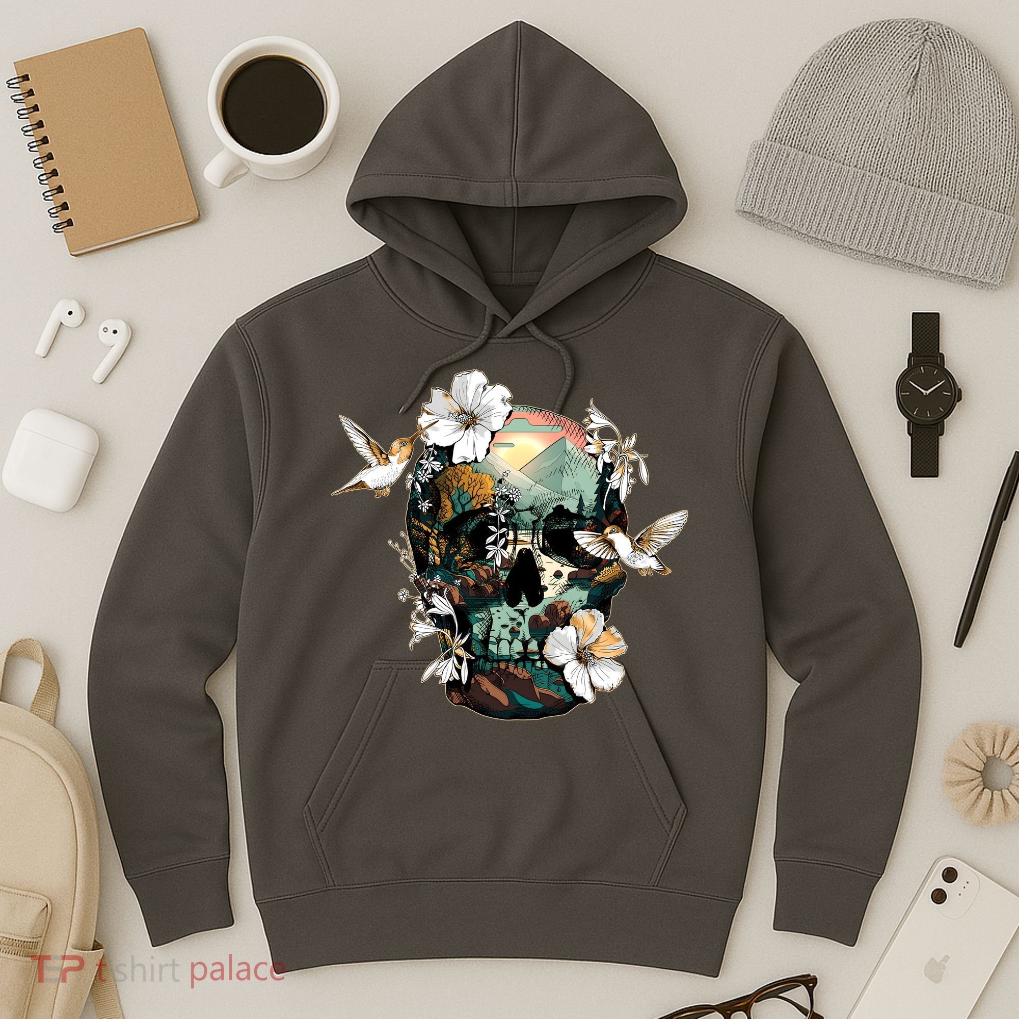 Wilderness Nature Lover Skull Hoodie