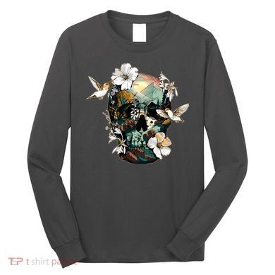 Wilderness Nature Lover Skull Long Sleeve Shirt