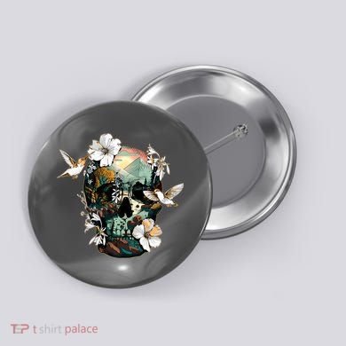 Wilderness Nature Lover Skull Button