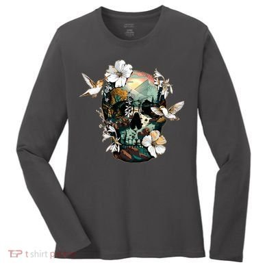 Wilderness Nature Lover Skull Women's Long Sleeve Shirt