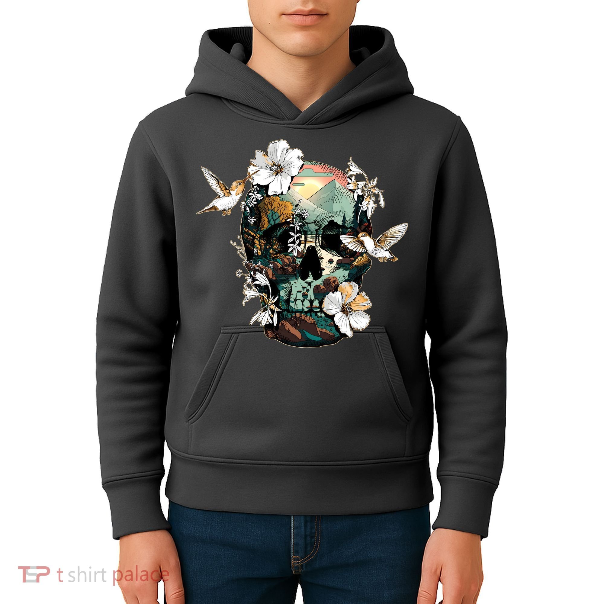 Wilderness Nature Lover Skull Kids Hoodie
