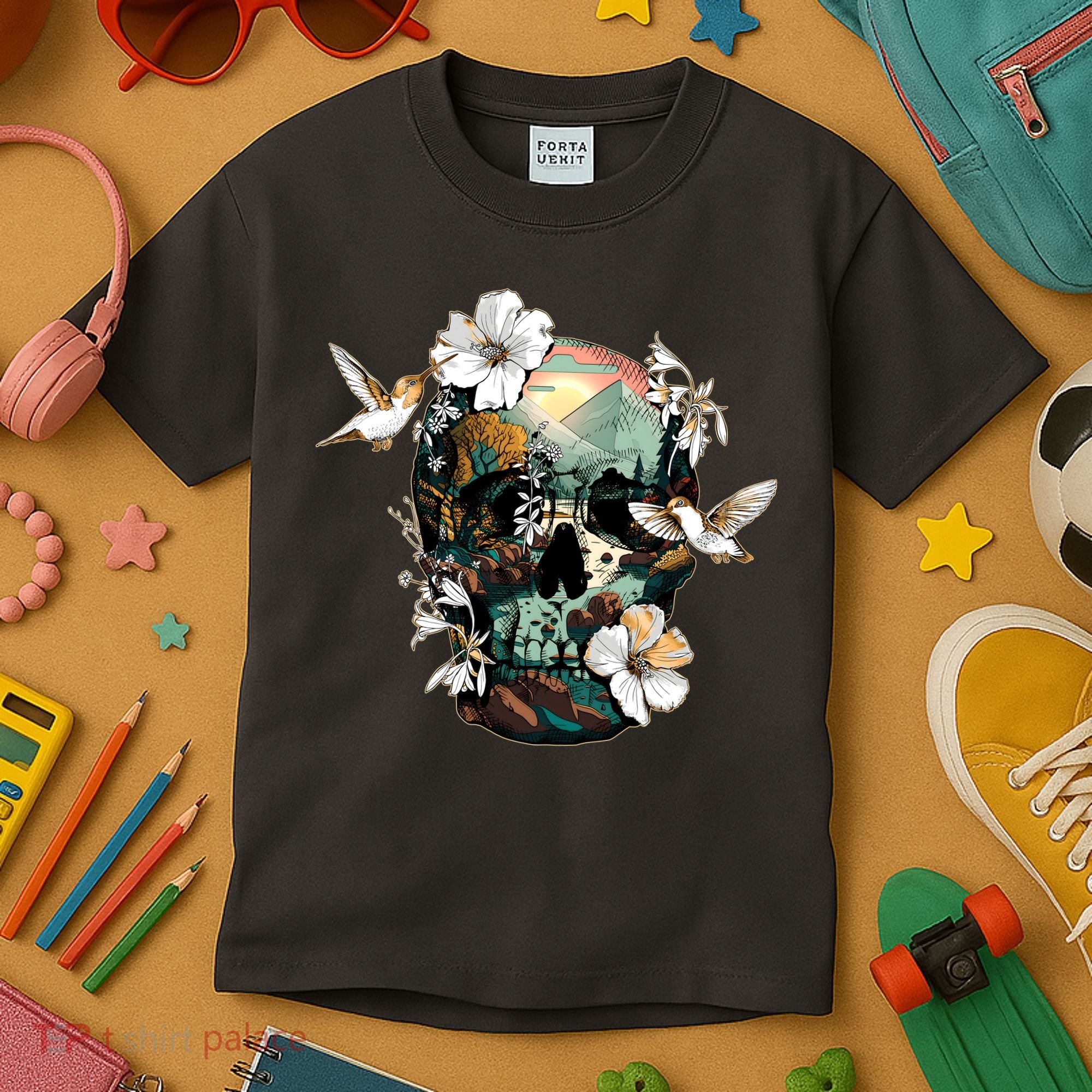 Wilderness Nature Lover Skull Kids T-Shirt