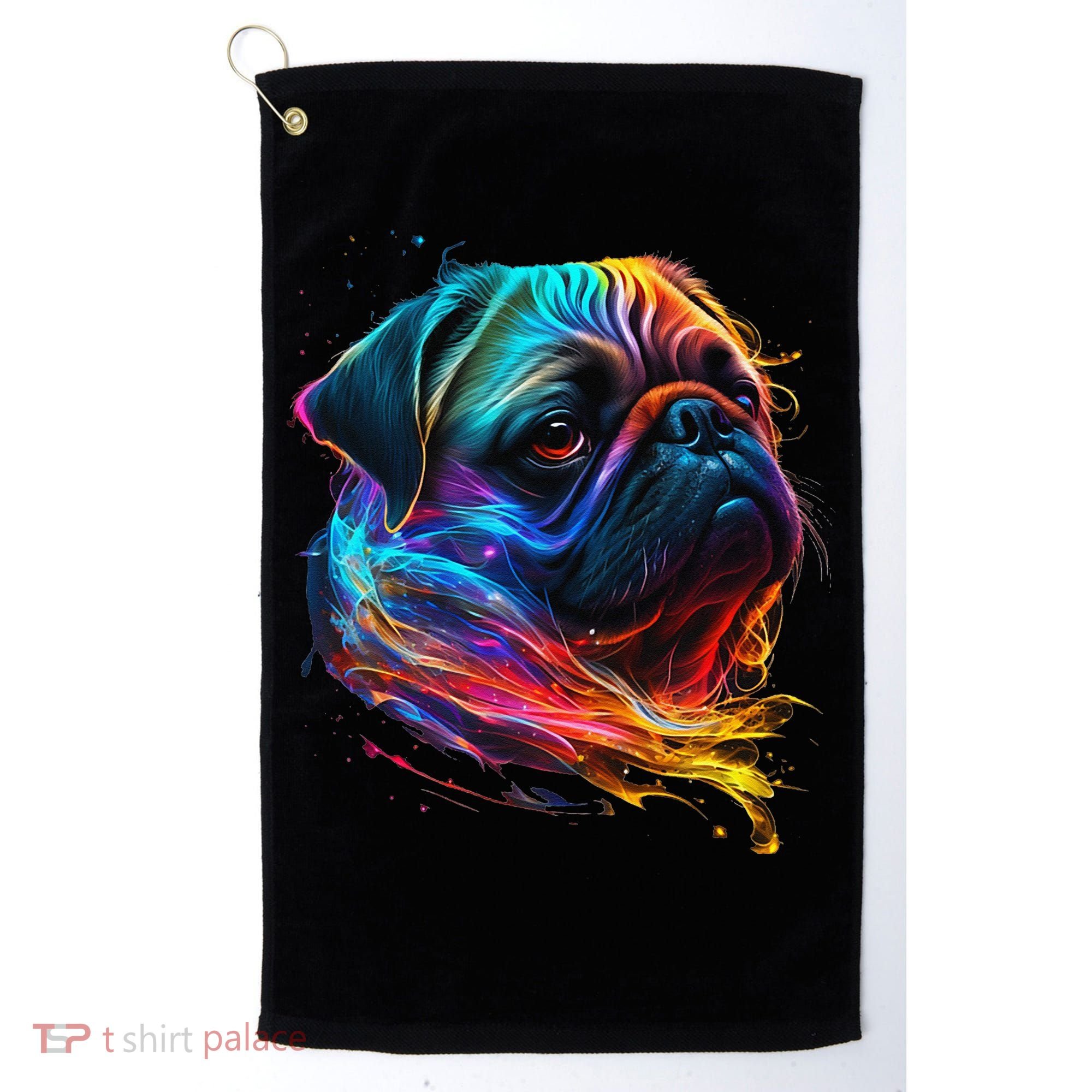Wo Neon Pug Golf Towel