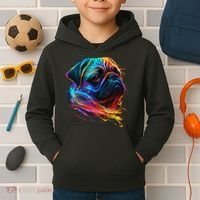 Wo Neon Pug Kids Hoodie thumb 2