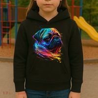 Wo Neon Pug Kids Hoodie thumb 3