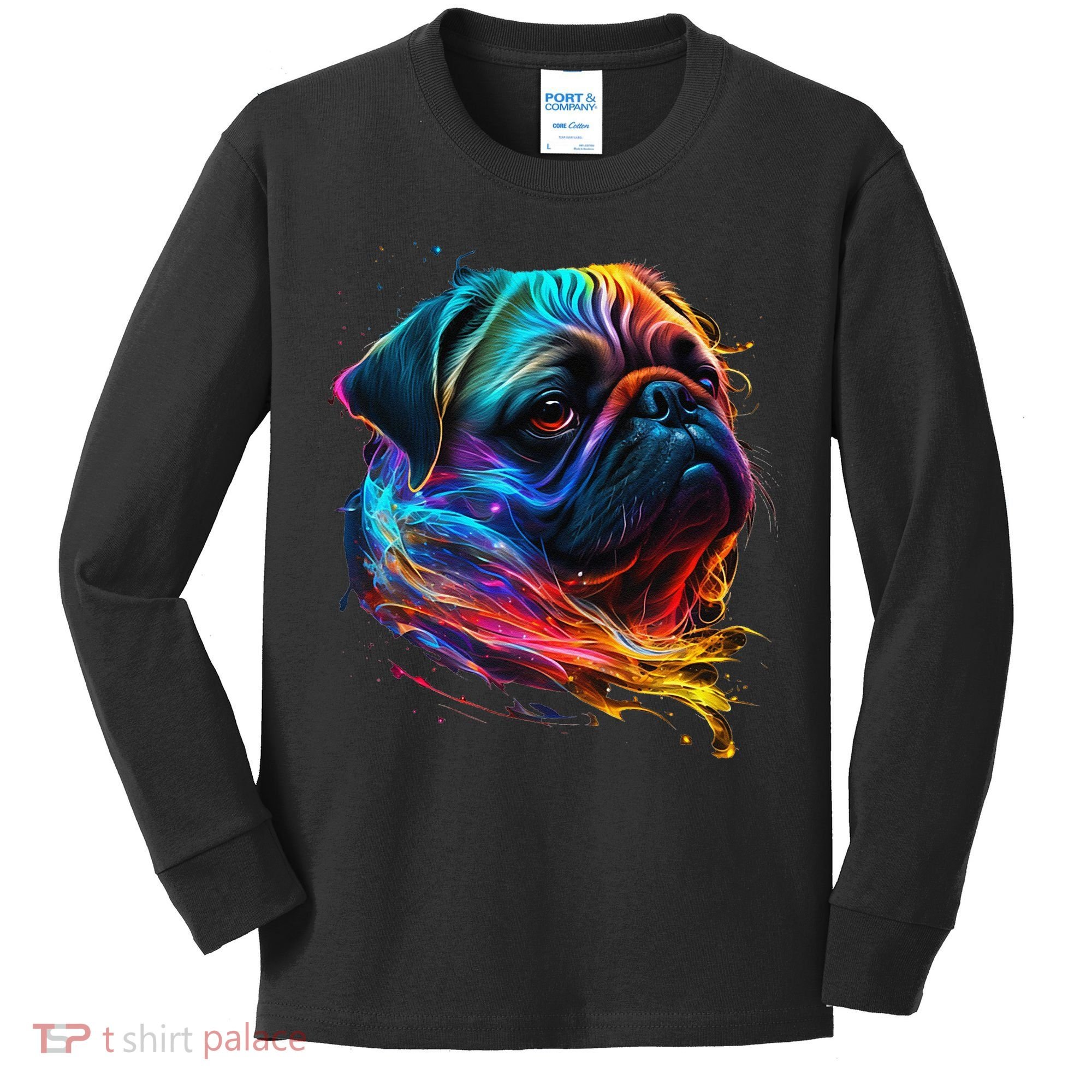 Wo Neon Pug Kids Long Sleeve Shirt