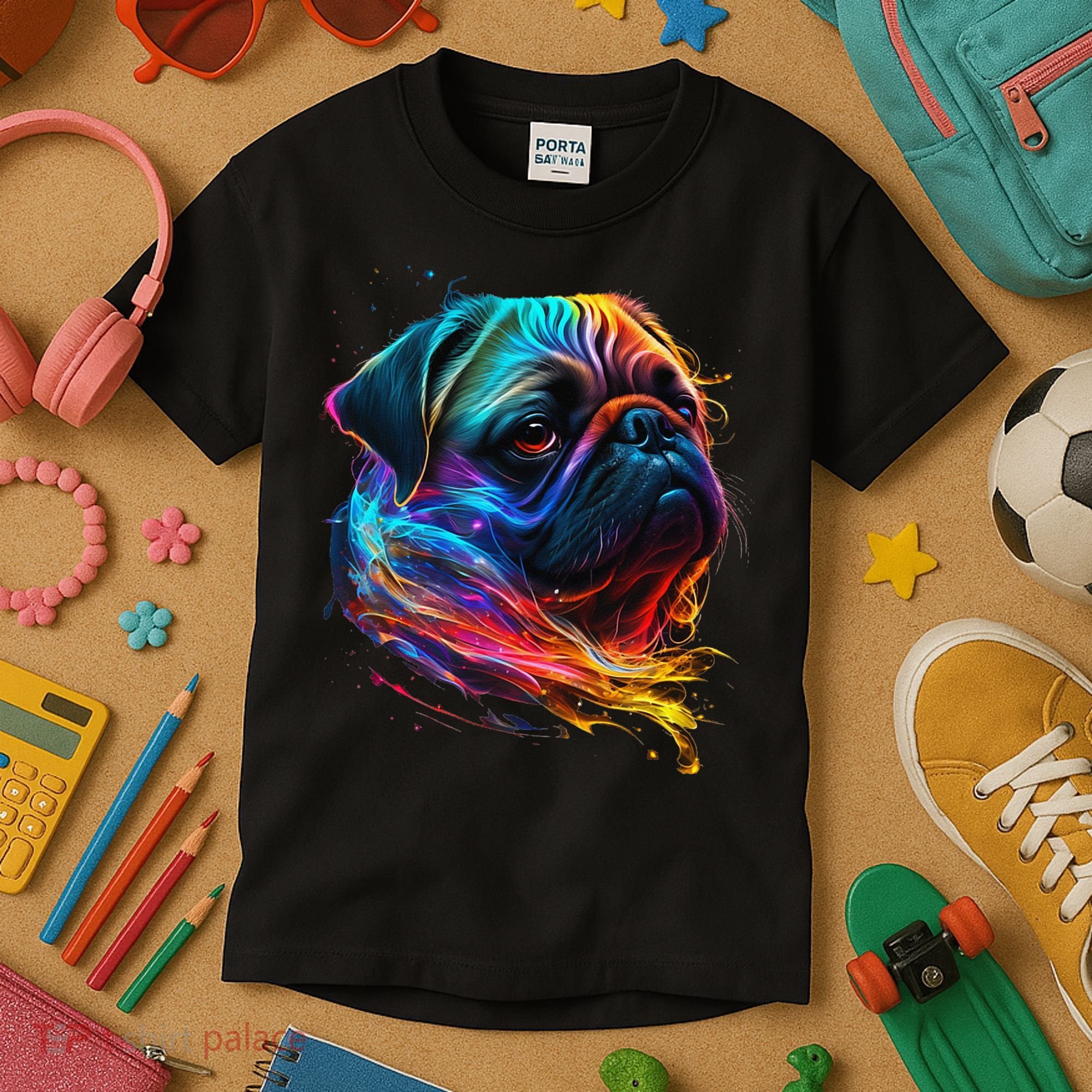 Wo Neon Pug Kids T-Shirt