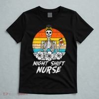 Womens Night Shift Nurse Skeleton Retro Halloween Scrub T-Shirt thumb 5