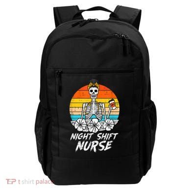 Womens Night Shift Nurse Skeleton Retro Halloween Scrub Backpack