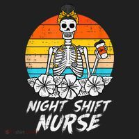 Womens Night Shift Nurse Skeleton Retro Halloween Scrub Beanie thumb 2