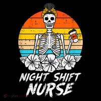 Womens Night Shift Nurse Skeleton Retro Halloween Scrub Women's Hoodie thumb 2