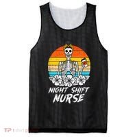 Womens Night Shift Nurse Skeleton Retro Halloween Scrub Mesh Reversible Basketball Jersey Tank thumb 0