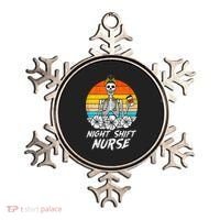 Womens Night Shift Nurse Skeleton Retro Halloween Scrub Ornament thumb 0