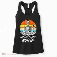Womens Night Shift Nurse Skeleton Retro Halloween Scrub Women's Tank Top thumb 0