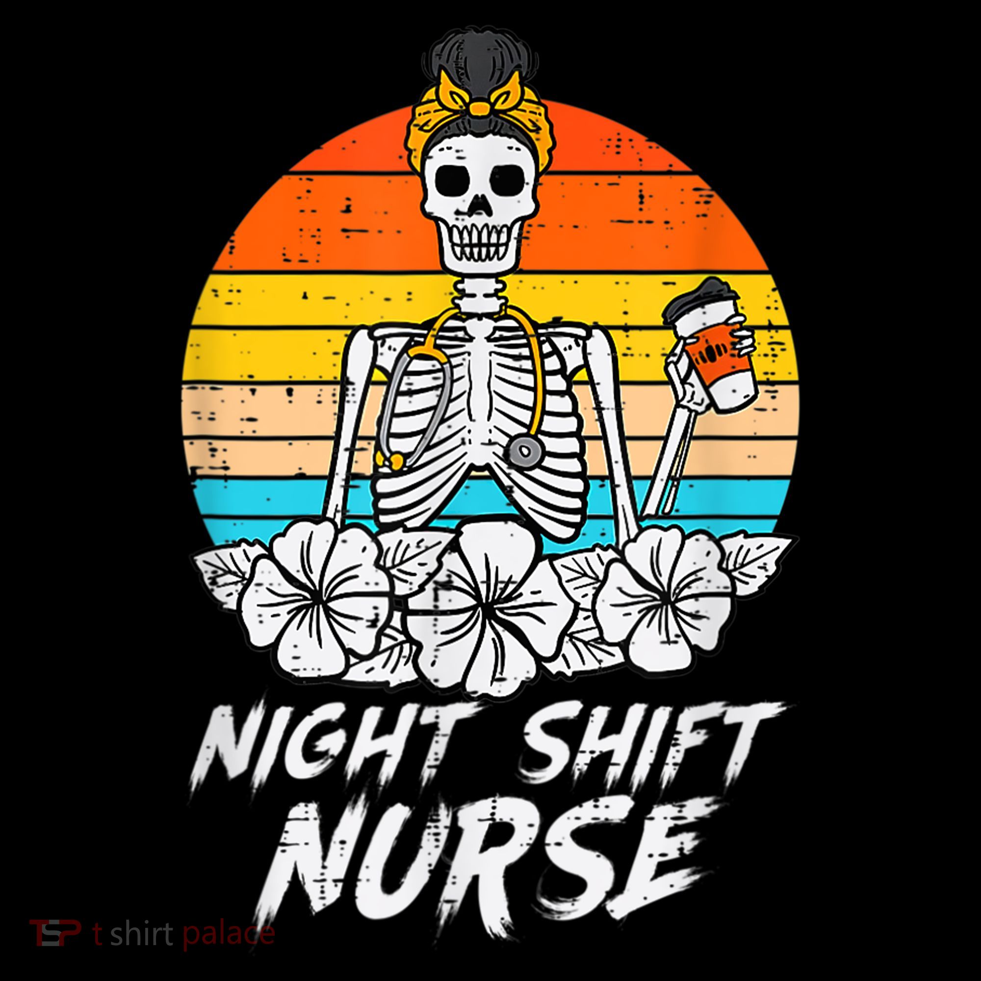 Womens Night Shift Nurse Skeleton Retro Halloween Scrub Women's Tank Top