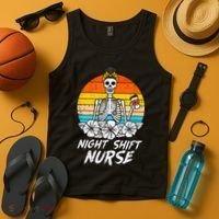 Womens Night Shift Nurse Skeleton Retro Halloween Scrub Tank Top thumb 4