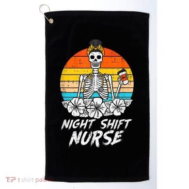 Womens Night Shift Nurse Skeleton Retro Halloween Scrub Golf Towel