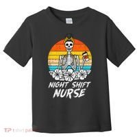 Womens Night Shift Nurse Skeleton Retro Halloween Scrub Toddler T-Shirt thumb 0