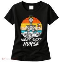 Womens Night Shift Nurse Skeleton Retro Halloween Scrub Women's T-Shirt thumb 0