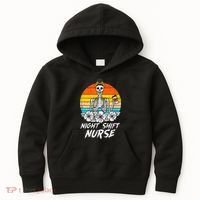 Womens Night Shift Nurse Skeleton Retro Halloween Scrub Kids Hoodie thumb 0