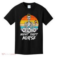 Womens Night Shift Nurse Skeleton Retro Halloween Scrub Kids T-Shirt thumb 0