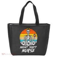 Womens Night Shift Nurse Skeleton Retro Halloween Scrub Tote Bag thumb 0