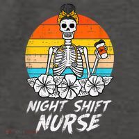 Womens Night Shift Nurse Skeleton Retro Halloween Scrub Vector Backpack thumb 2