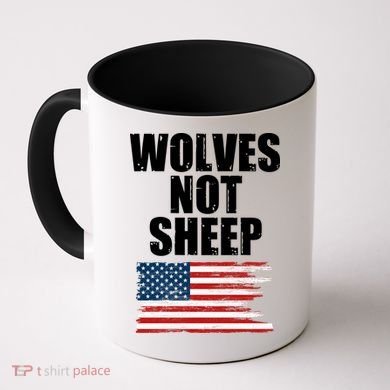 Wolves Not Sheep Distressed American USA Flag Coffee Mug