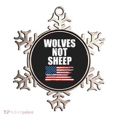 Wolves Not Sheep Distressed American USA Flag Ornament