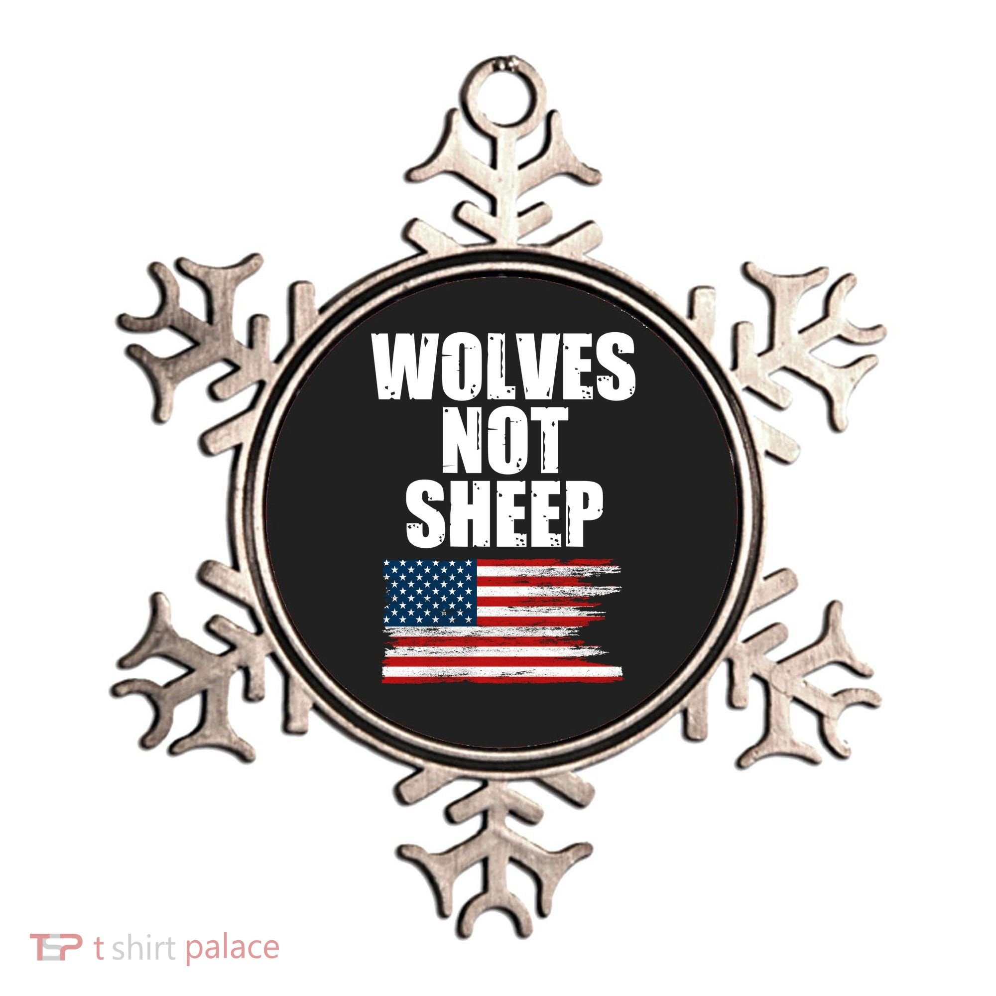 Wolves Not Sheep Distressed American USA Flag Ornament