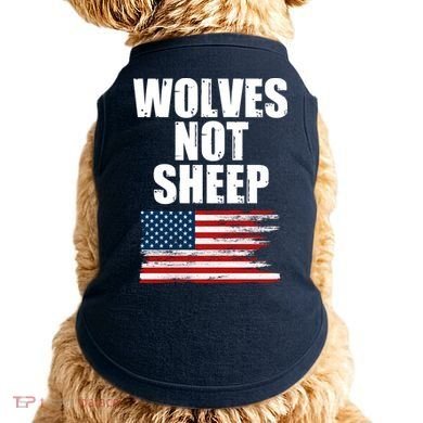 Wolves Not Sheep Distressed American USA Flag Doggie Tank