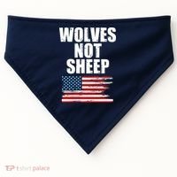 Wolves Not Sheep Distressed American USA Flag USA-Made Doggie Bandana thumb 0