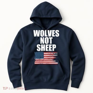 Wolves Not Sheep Distressed American USA Flag Hoodie