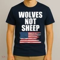 Wolves Not Sheep Distressed American USA Flag T-Shirt thumb 3
