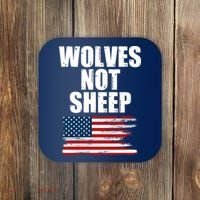 Wolves Not Sheep Distressed American USA Flag Coaster thumb 0
