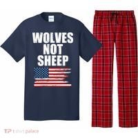 Wolves Not Sheep Distressed American USA Flag Pajama Set thumb 0