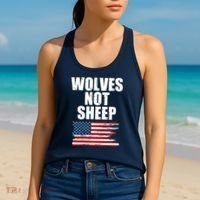 Wolves Not Sheep Distressed American USA Flag Women's Tank Top thumb 2