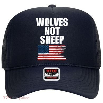 Wolves Not Sheep Distressed American USA Flag Hat