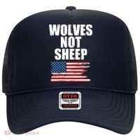 Wolves Not Sheep Distressed American USA Flag Hat thumb 0