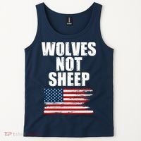 Wolves Not Sheep Distressed American USA Flag Tank Top thumb 2