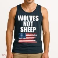 Wolves Not Sheep Distressed American USA Flag Tank Top thumb 3
