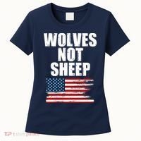 Wolves Not Sheep Distressed American USA Flag Women's T-Shirt thumb 0