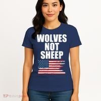 Wolves Not Sheep Distressed American USA Flag Women's T-Shirt thumb 4