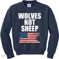 Wolves Not Sheep Distressed American USA Flag Kids Sweatshirt thumb 0