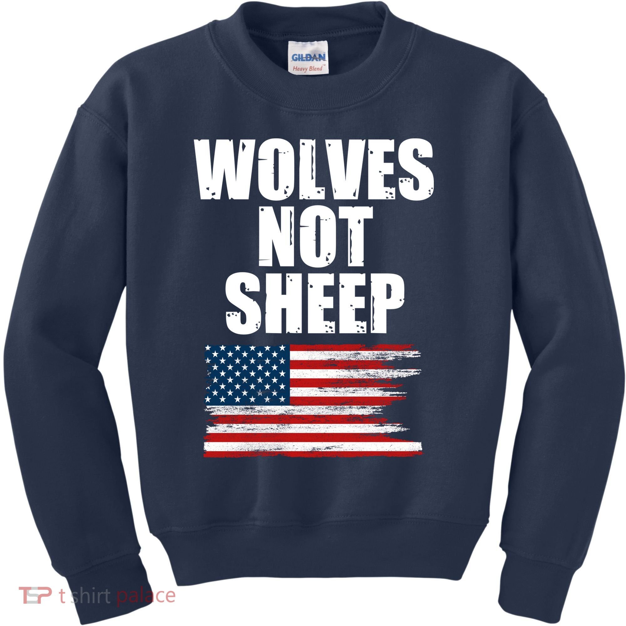 Wolves Not Sheep Distressed American USA Flag Kids Sweatshirt