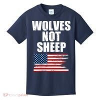 Wolves Not Sheep Distressed American USA Flag Kids T-Shirt thumb 0
